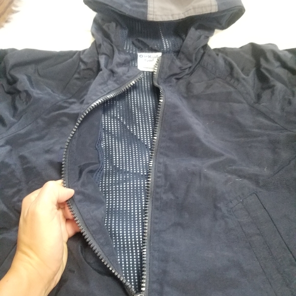 OshKosh Bosh Dark Blue Gray Classic Hoodie Jacket Pockets WindBreaker Spring 4 - Picture 6 of 8